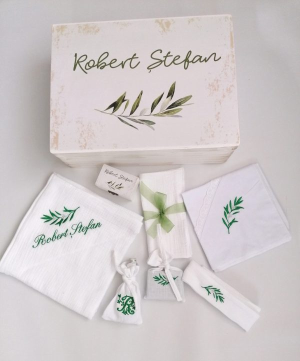 Trusou botez muselina - Frunză de măslin