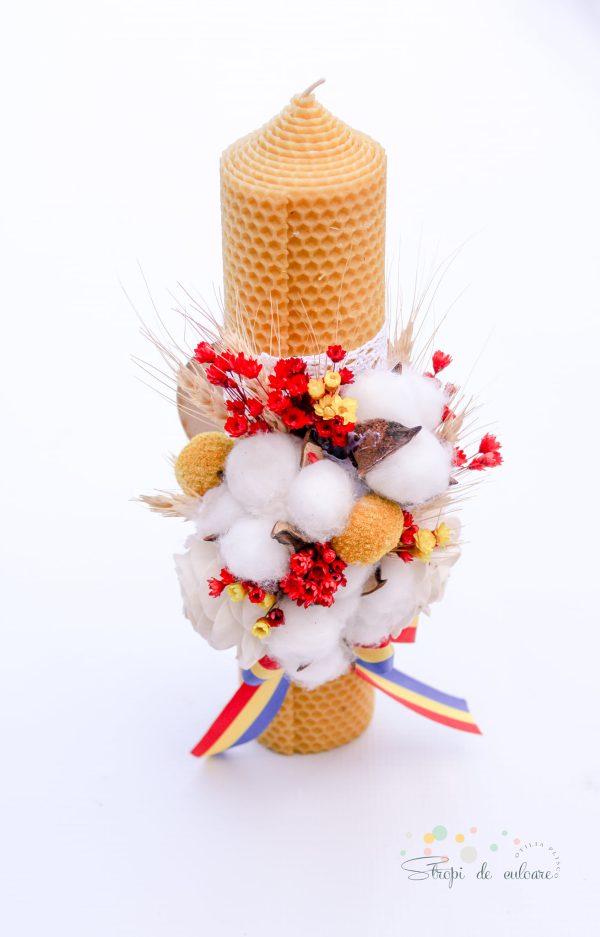 Lumânare botez din ceară de albine tradițională