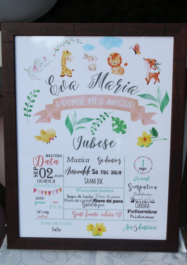 Tablou aniversar fetițe-jungla