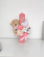 Lumanare botez  flori uscate -Ursulet - imagine 5