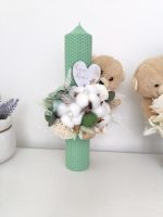 Lumanare botez  flori uscate -Ursulet - imagine 4