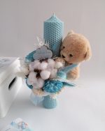 Lumanare botez  flori uscate -Ursulet - imagine 2