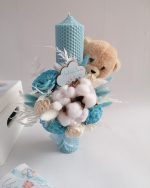 Lumanare botez  flori uscate -Ursulet - imagine 6