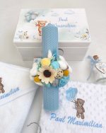 Trusou botez ursuleț cu baloane albastre - imagine 4