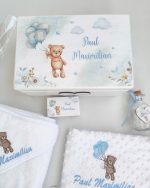 Trusou botez ursuleț cu baloane albastre - imagine 2