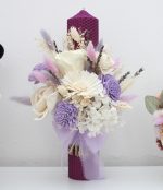 Lumanare botez flori uscate mov