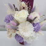 Lumanare botez flori uscate mov